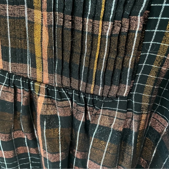 Free People Black Orange Plaid Mini Dress Oversized Baby Doll - Picture 6 of 10